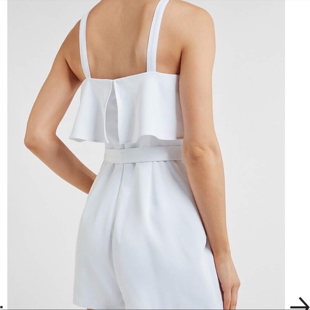 Express White Ruffle Top Cami Romper - Picture 3 of 13